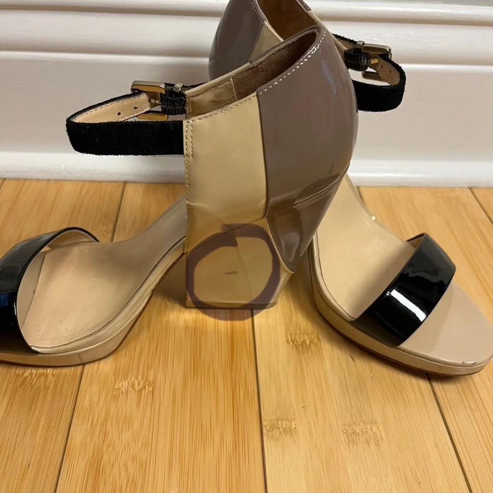 Carlo Pazolini Women Tan Brown Wedge Strappy Sandals Heels Size 38/8 Formal